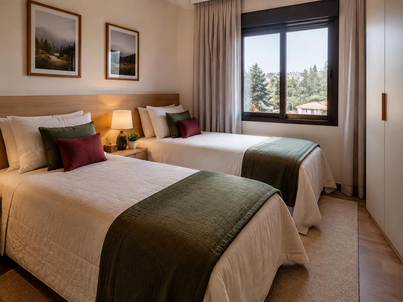 Segundo quarto do apartamento com duas camas de solteiro